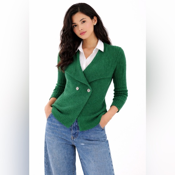 Lauren Ralph Lauren Sweaters - Lauren Ralph Lauren Green Ribbed Wrap Cardigan Sweater Petite Small